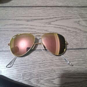 Ray-Ban Gold Frame Sunglasses with Pink Lenses